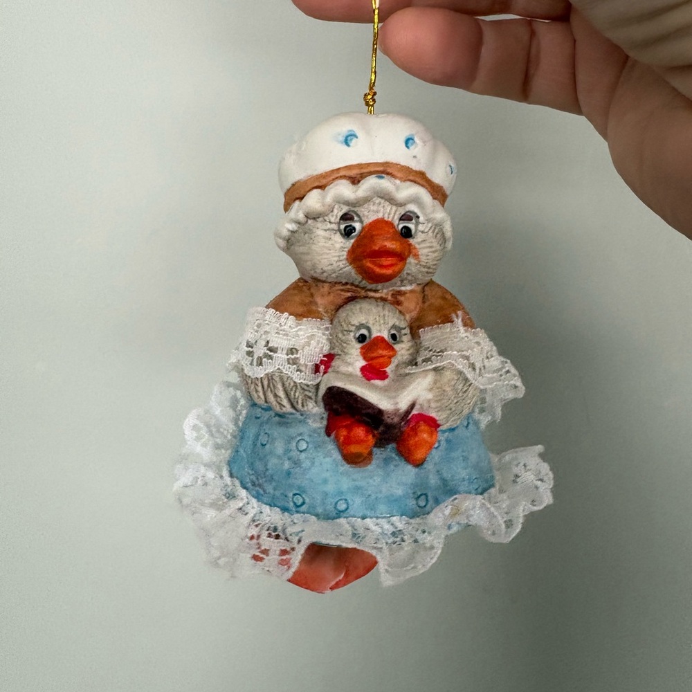 Jasco Caring Critter Chimers Bell Bisque Porcelain Christmas Ornament Goose VTG